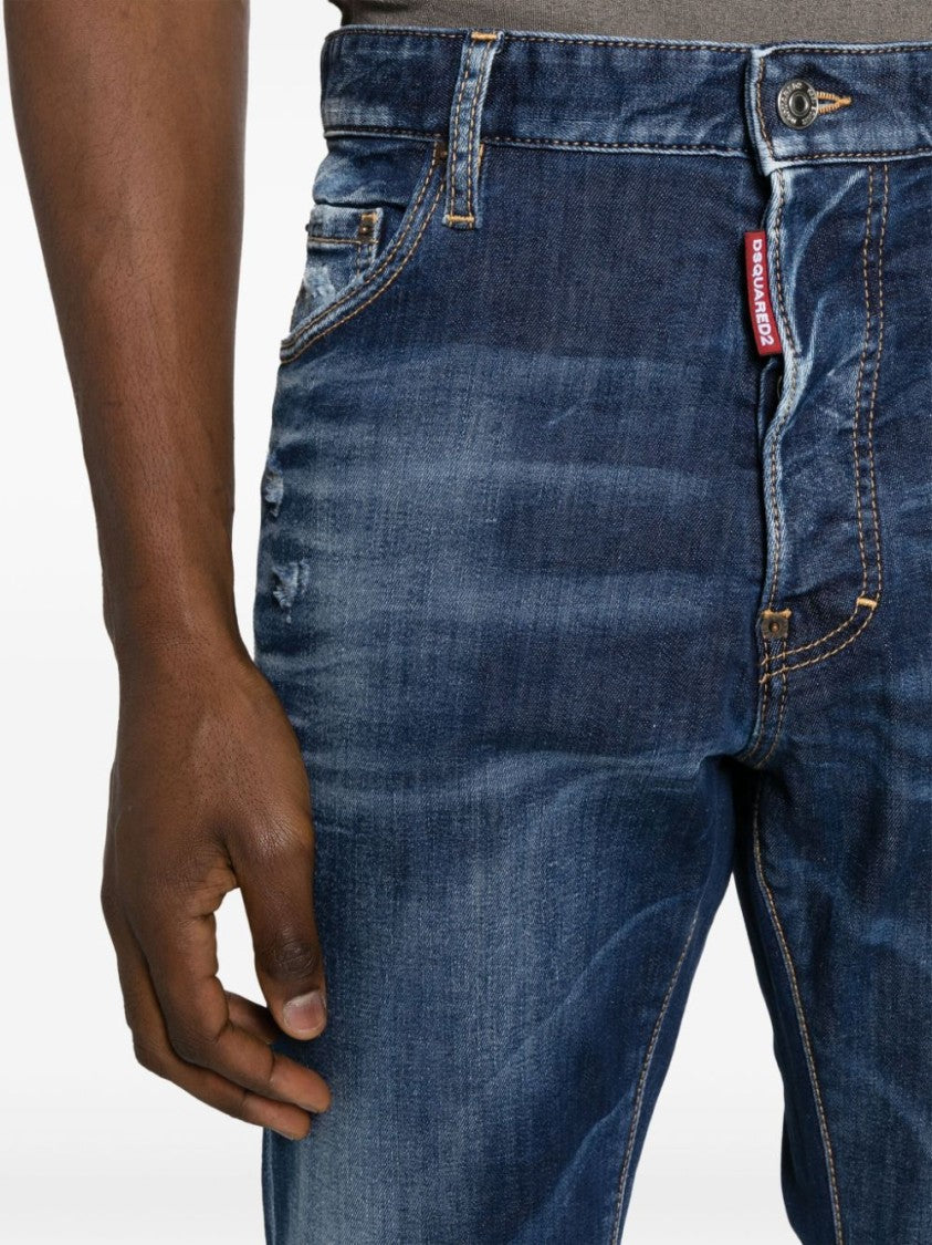 Dsquared2 Indigo Blue Stretch-Cotton Denim Trousers