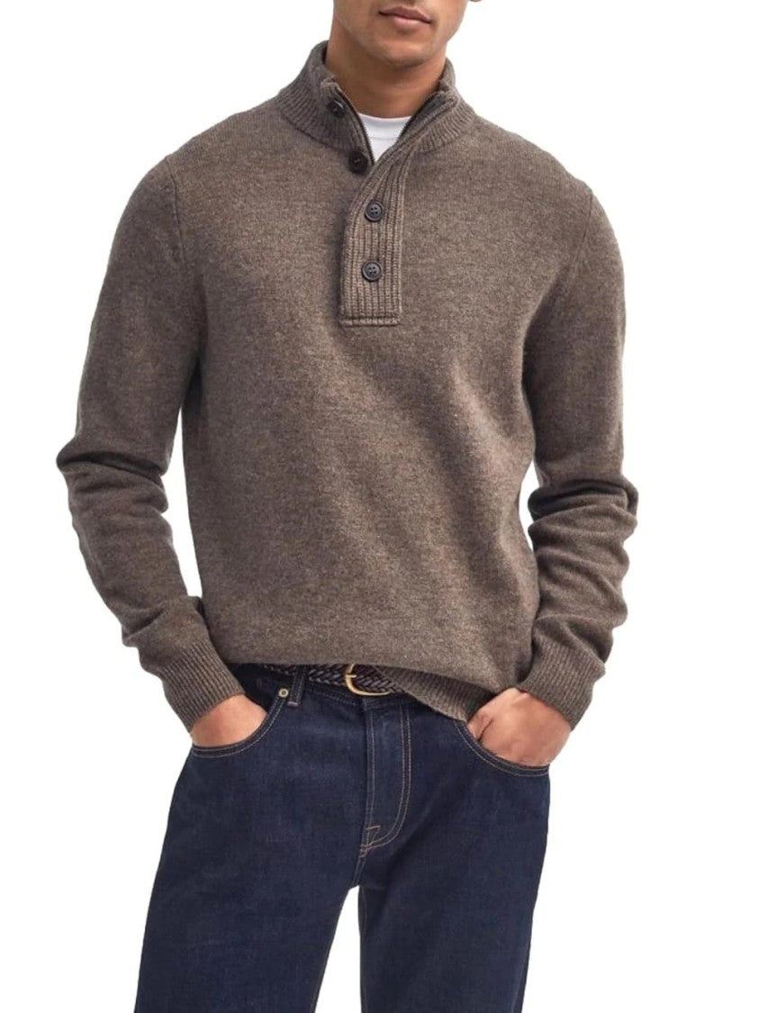 Barbour Half-Zip Sweater With Suede Elbow Patches