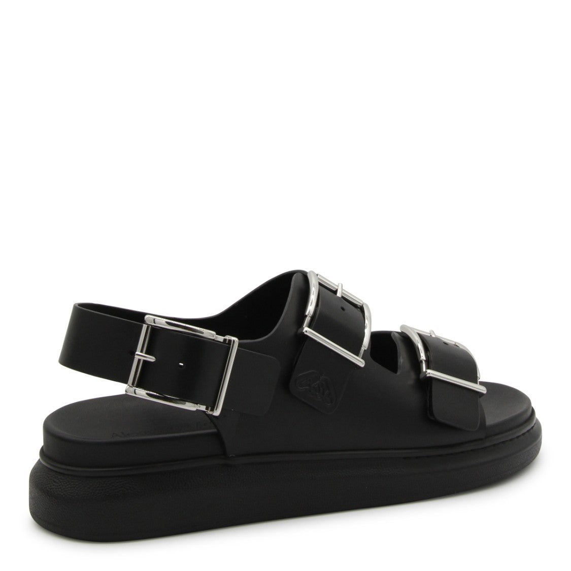 Alexander Mcqueen Black Leather Double-Strap Design Sandals