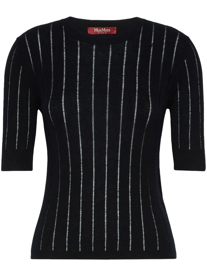 Max Mara Short-Sleeve Ribbed Knit Top