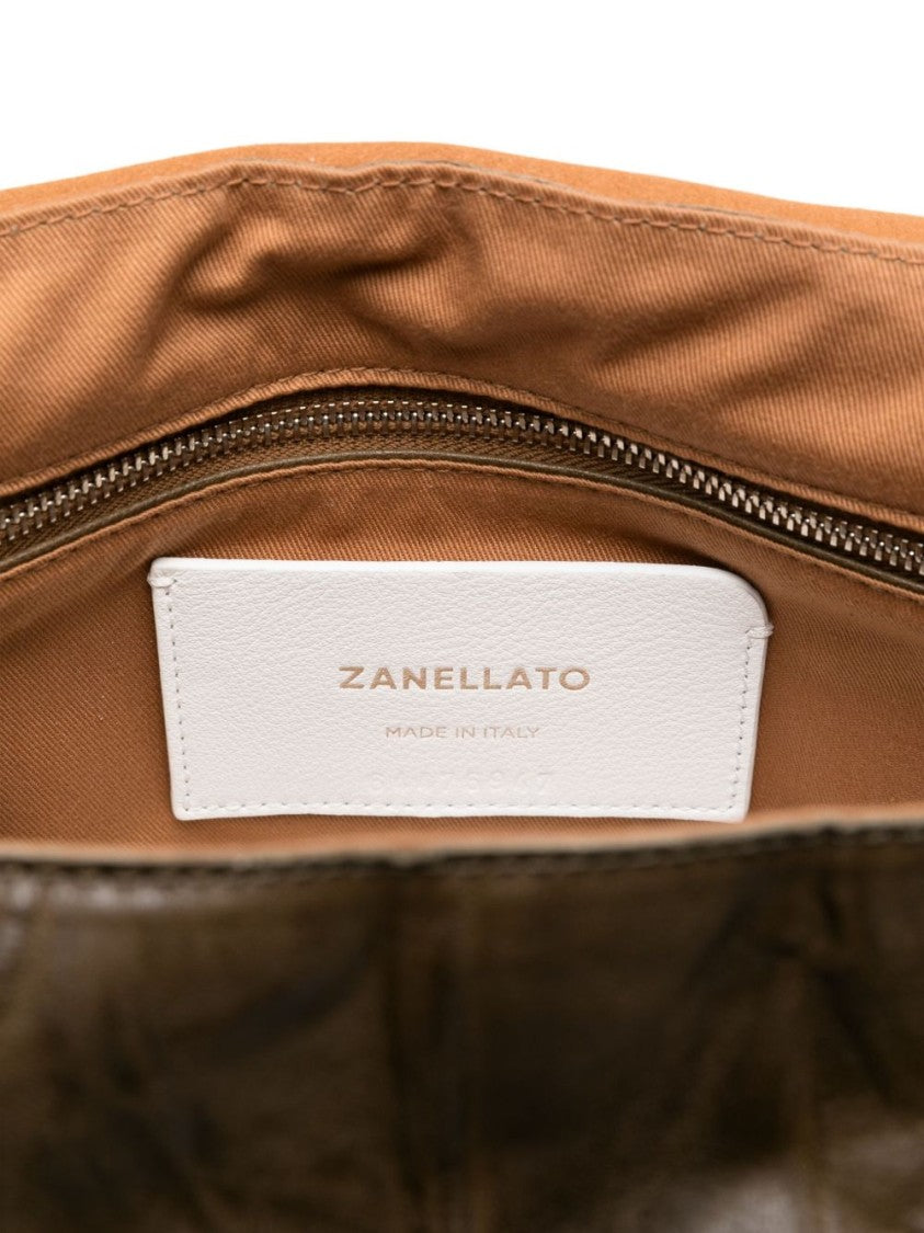 Zanellato Structured Green Leather Handbag With Textured Surface