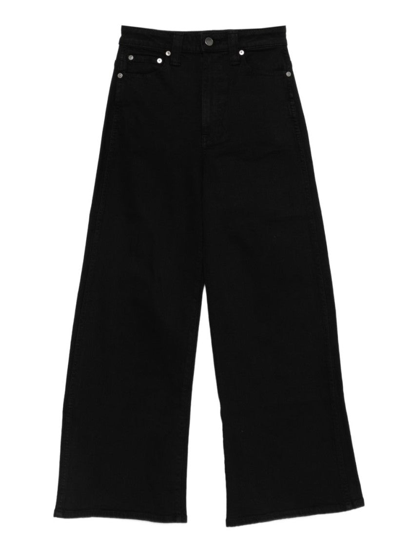 Khaite High-Waisted Black Jeans With Wide Leg Design