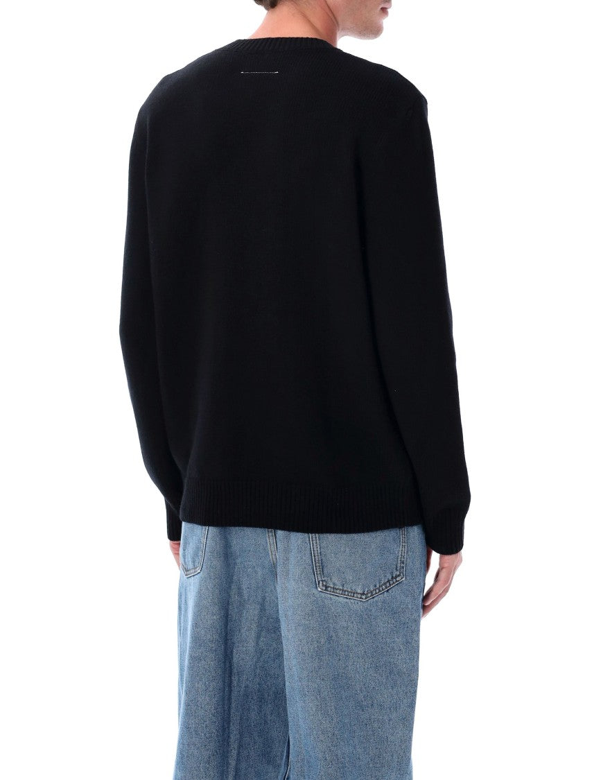 Mm6 By Maison Margiela Wool Taped Label Crewneck Sweater