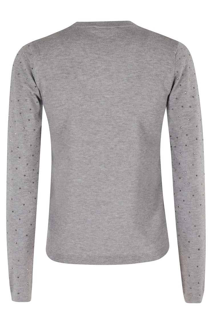 Seventy Cropped Grey Sweater With Silver Embellishments