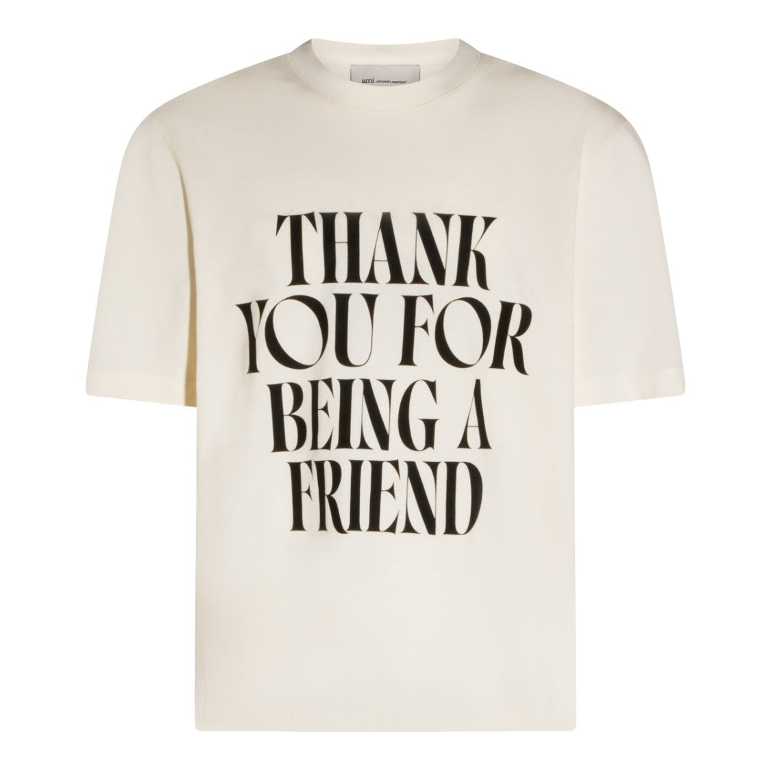 Ami Paris Off White Cotton Logo T-Shirt