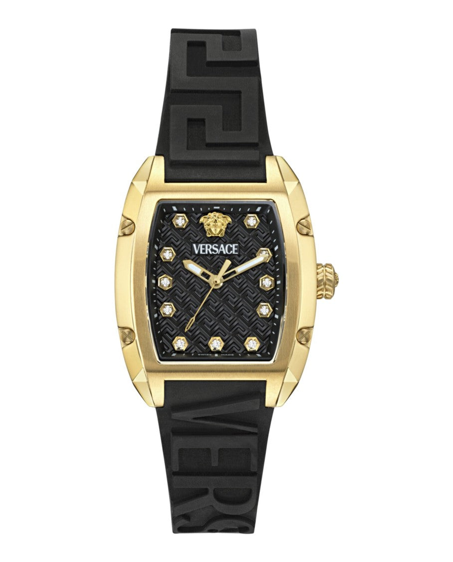 Versace Dominus Diamond Watch With Ip Yellow Gold Case