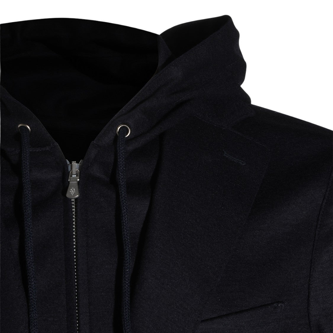 Eleventy Black Tailored Hooded Layered Jacket