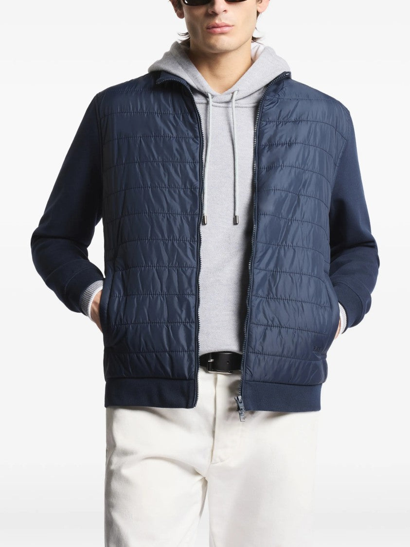 Fay Quilted Front Panel Smooth Fabric Jacket