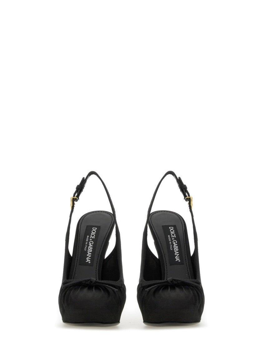 Dolce & Gabbana Satin Slingback Heels With Bow Detail