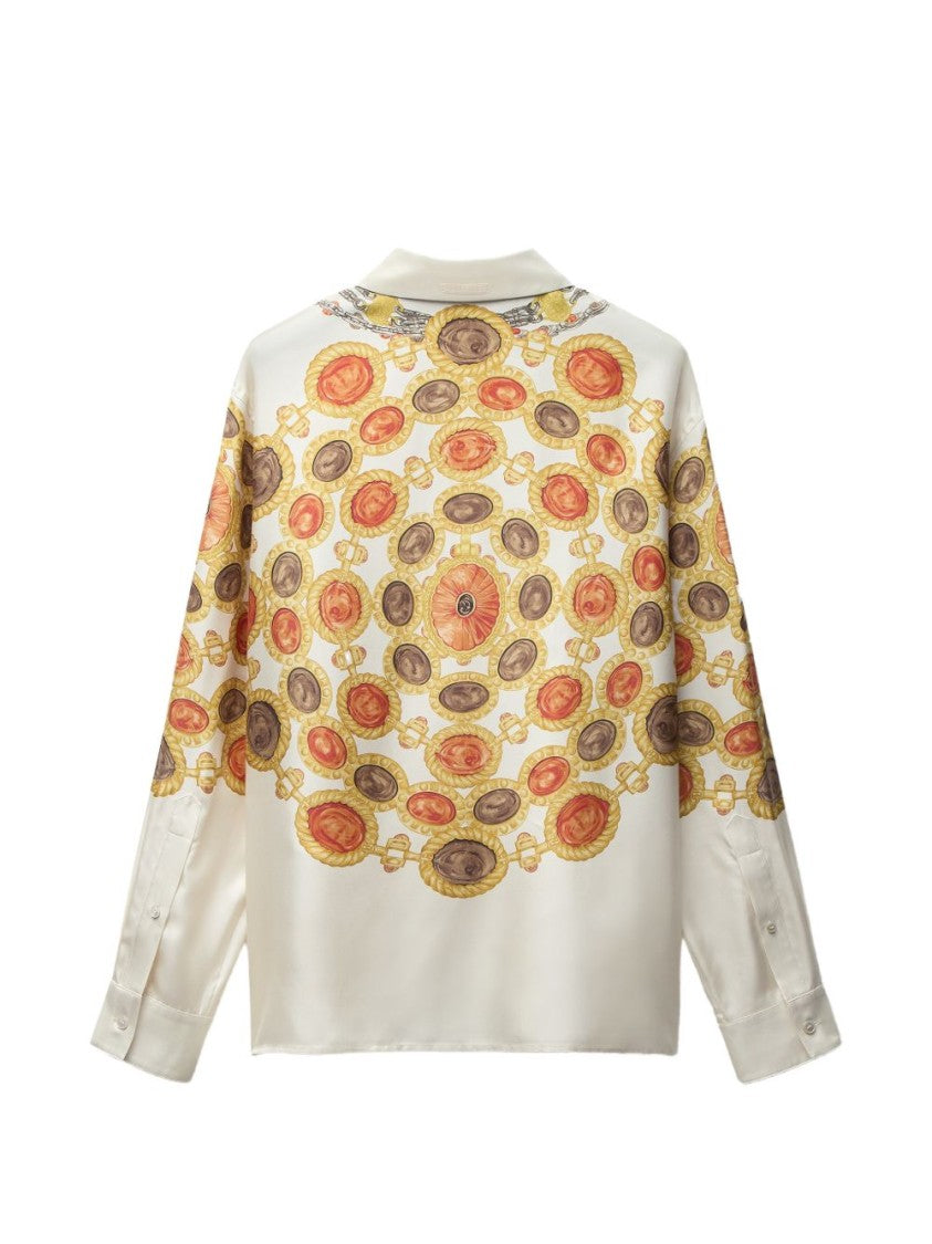 Versace Silk And Nylon Top With Intricate Chain Medallion Prints