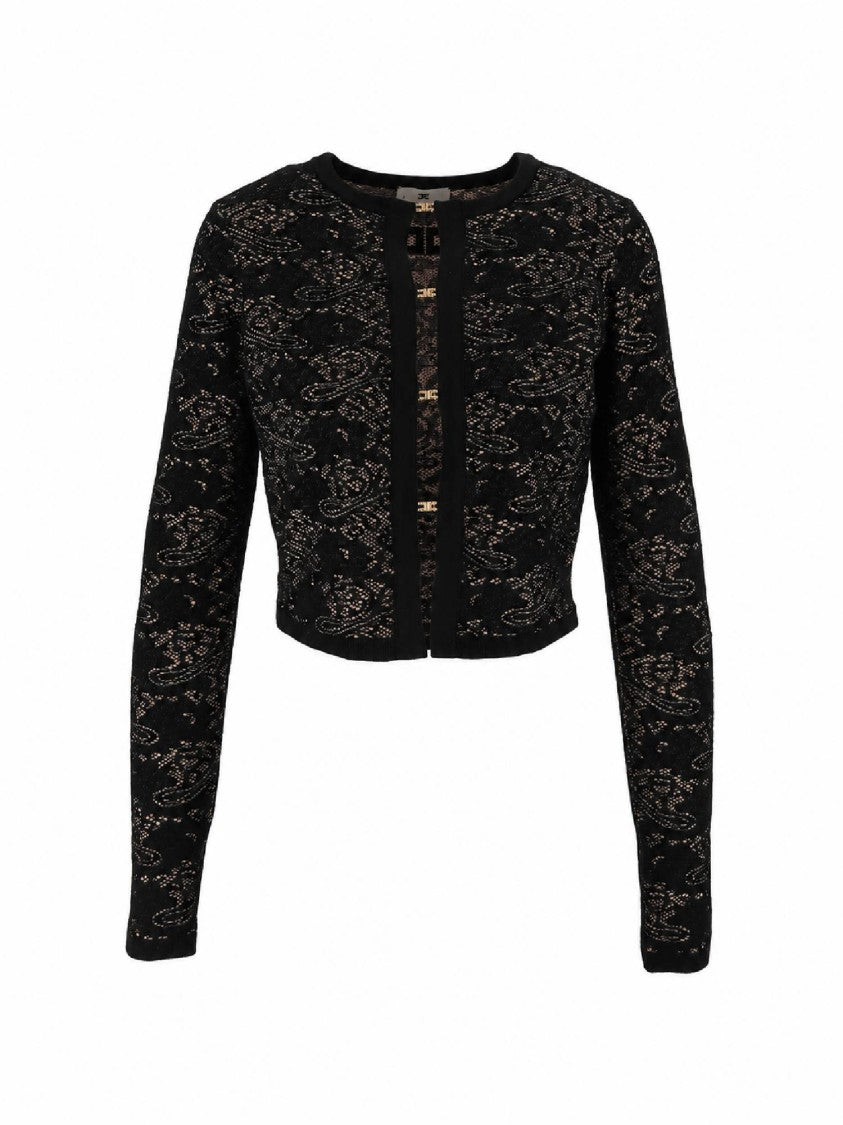 Elisabetta Franchi Lace Pattern Cropped Knit Top