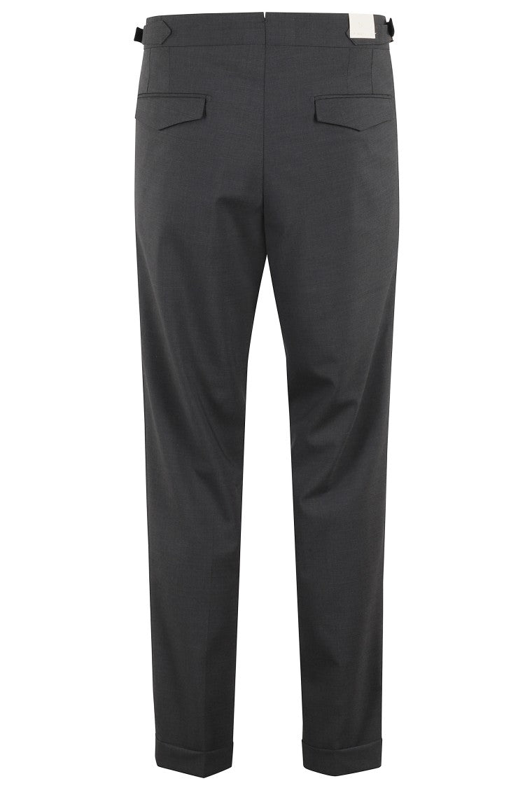 Briglia Tapered Wool Blend Trousers With Adjustable Side Buckles