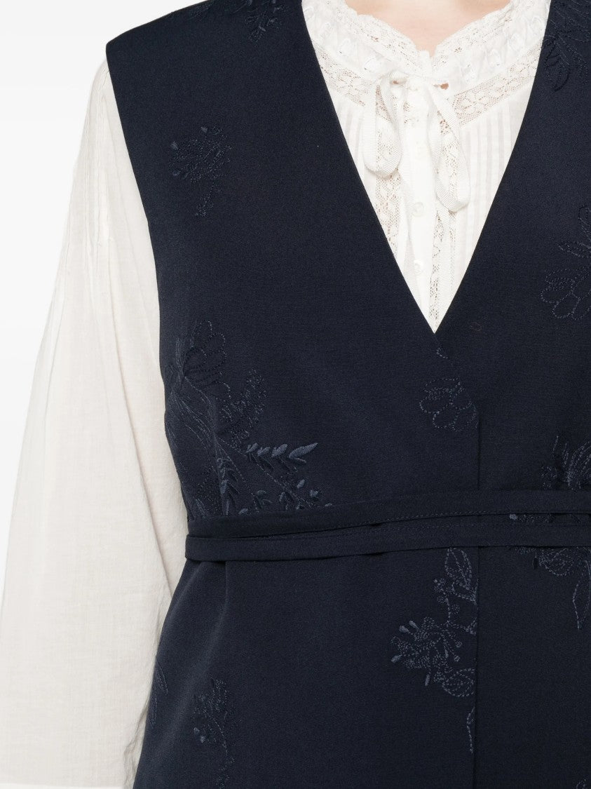 Twin-Set Blue Gilet Deep V-Neck Gilet