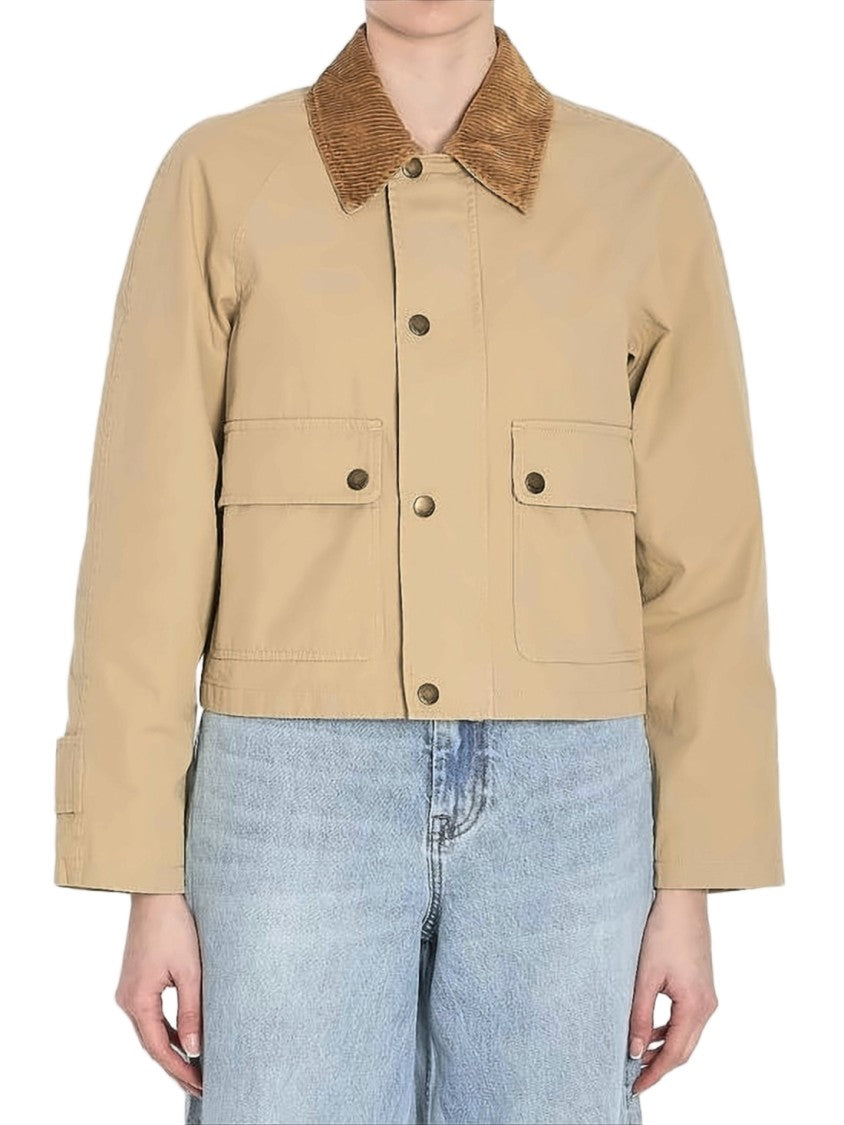 Burberry Boxy Cropped Jacket With Corduroy Collar