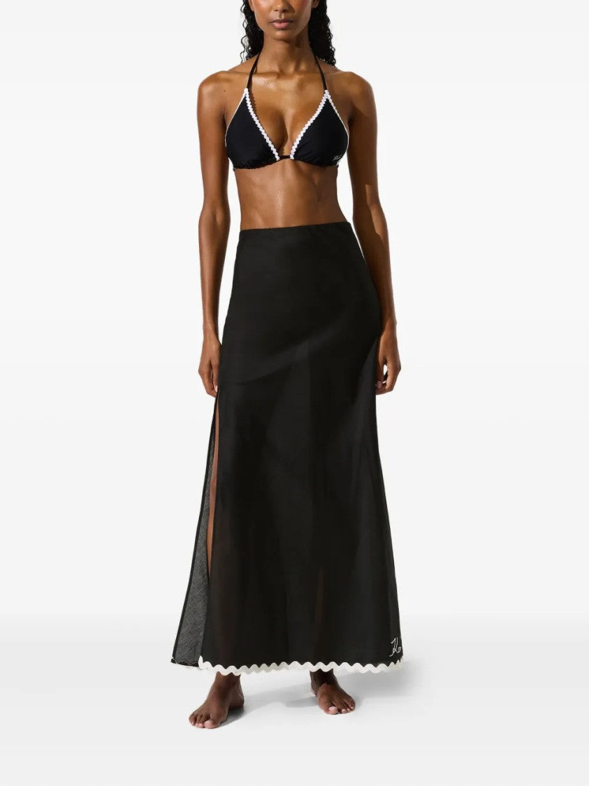 Karl Lagerfeld Sleek Maxi Skirt With Contrasting Scalloped Hem