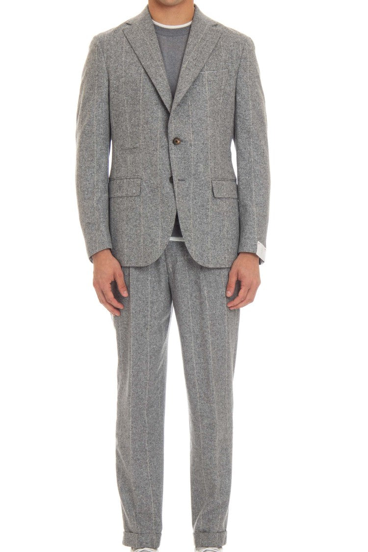 Eleventy Double-Breasted Wool-Silk Pinstripe Suit