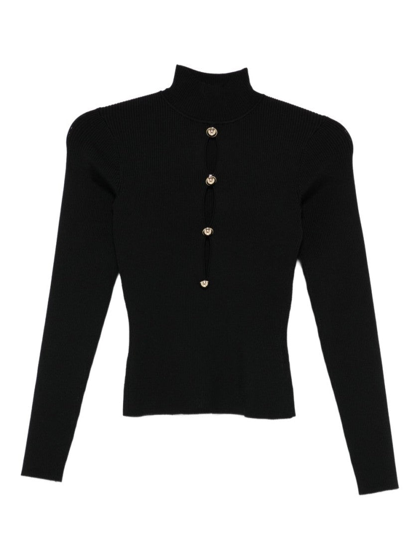 Self-Portrait Fitted Ribbed Sweater With Vertical Cut-Out Design