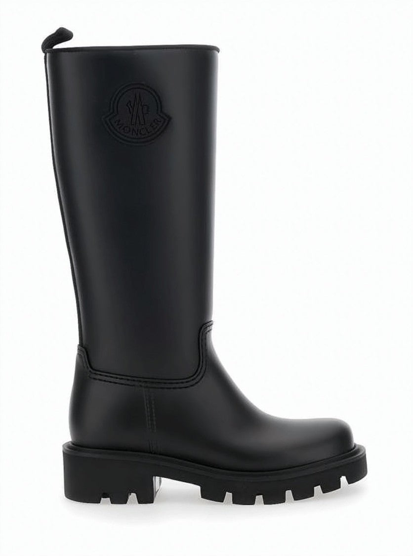 Moncler Mid-Calf Matte Finish Rain Boots With Chunky Lug Sole