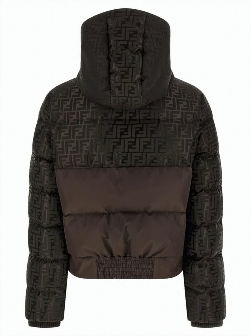 Fendi Two-Tone Short Padded Jacket With Monogram Design