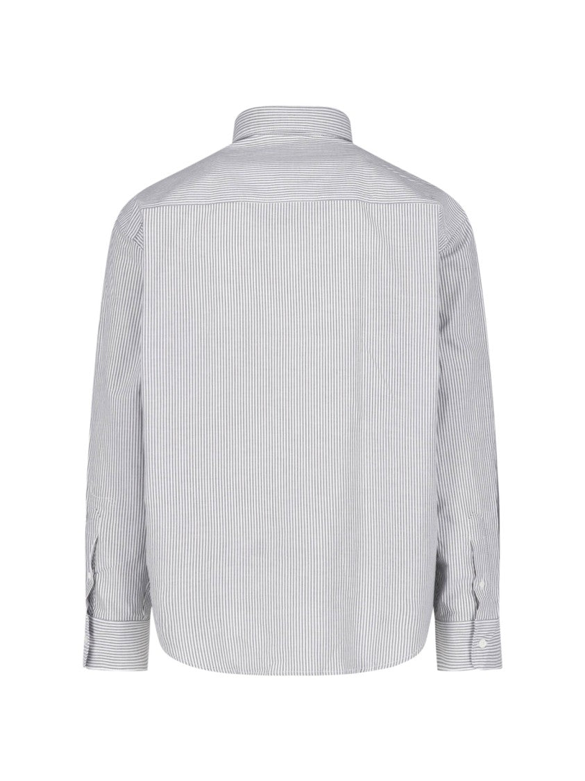 Ami Paris Long-Sleeved Vertical Stripe Shirt With Button-Down Collar