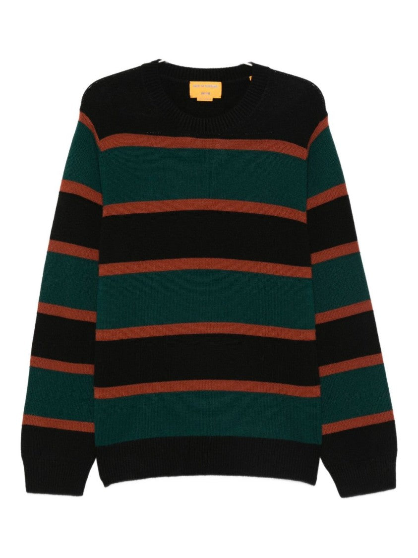 Guest In Residence Horizontal Stripe Cashmere Sweater With Crew Neckline
