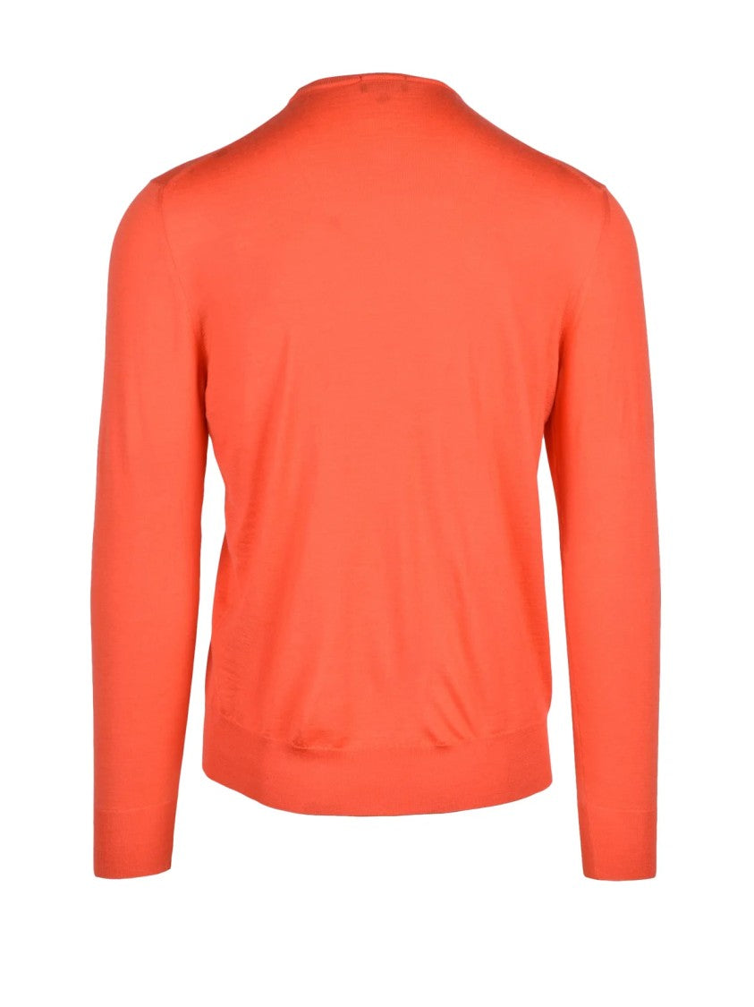 Drumohr Orange Cashmere-Blend Crewneck Sweater