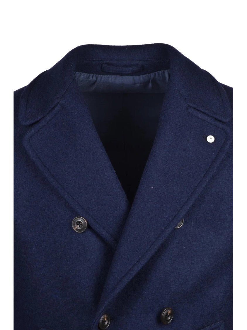 L.B.M. 1911 Blue Unlined Double-Breasted Wool-Blend Peacoat