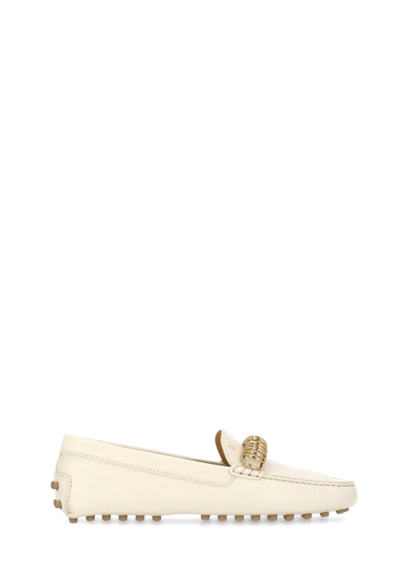 Tod's Ivory Leather Loafers