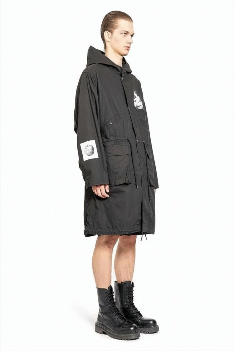 Undercover Hooded Trench Coat With Relaxed Fit