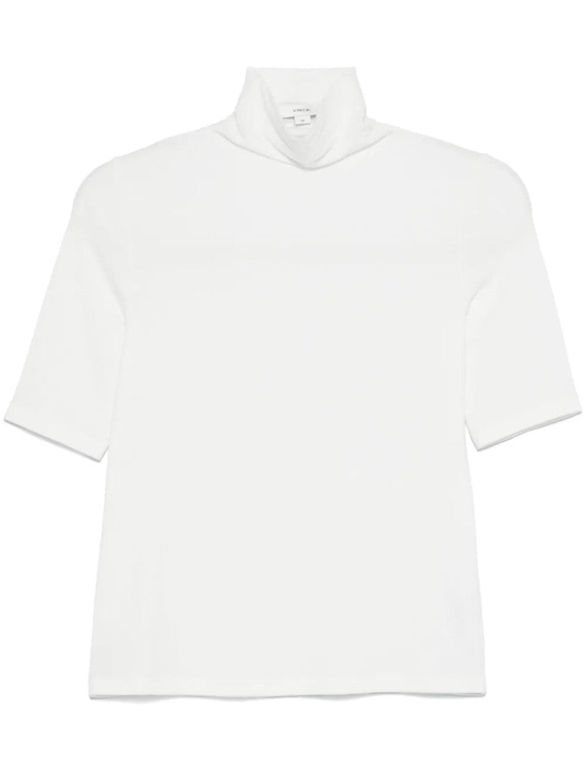 Vince White Elbow Sleeve Modal-Blend Turtleneck