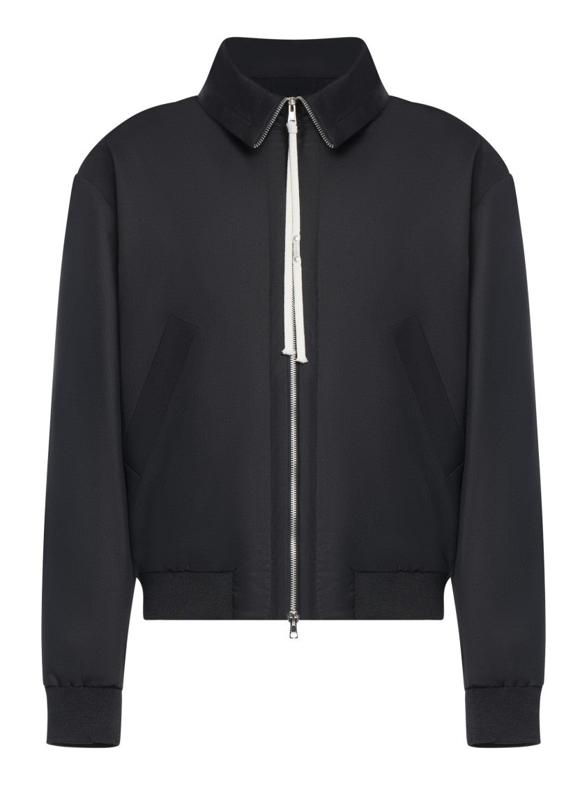 State Of Order Slightly Cropped Black Wool Blend Jacket