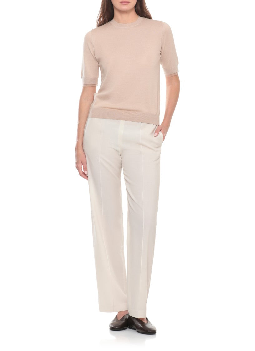 Fabiana Filippi Beige Light Point Wool Short-Sleeved Top