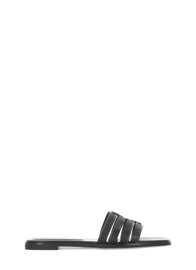 Tory Burch Black Ines Cage Perforated Slides