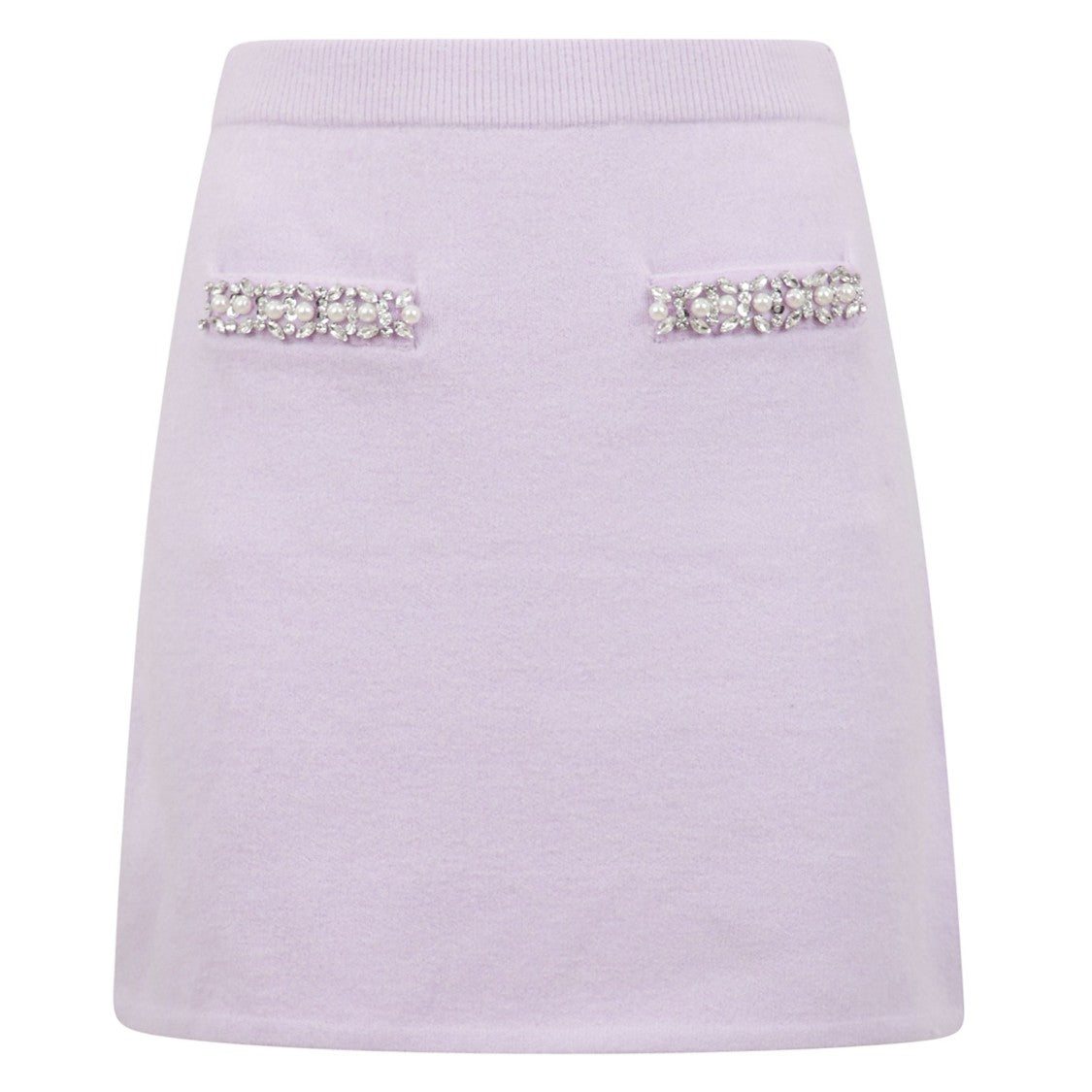 Self-Portrait Lilac Mini Skirt With Diamanté Embellishments