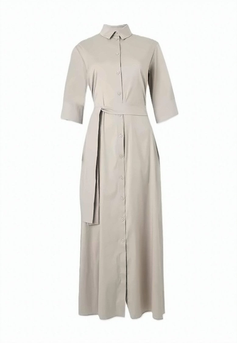 Max Mara Midi Length Button-Down Dress With Classic Shirt Collar