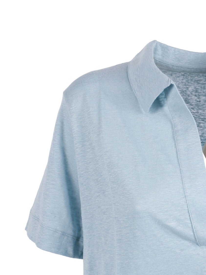 Filatures Du Lion Bleu Calanques Deep V Neck Polo Shirt