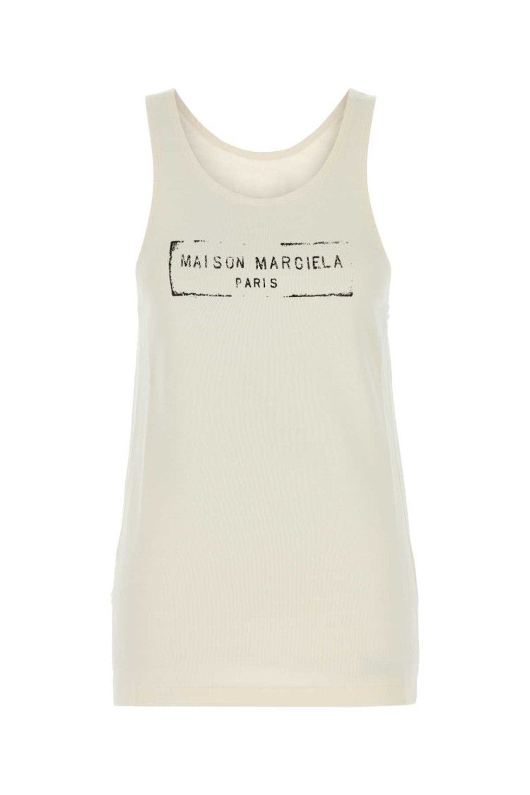 Maison Margiela Ivory Viscose Blend Tank Top