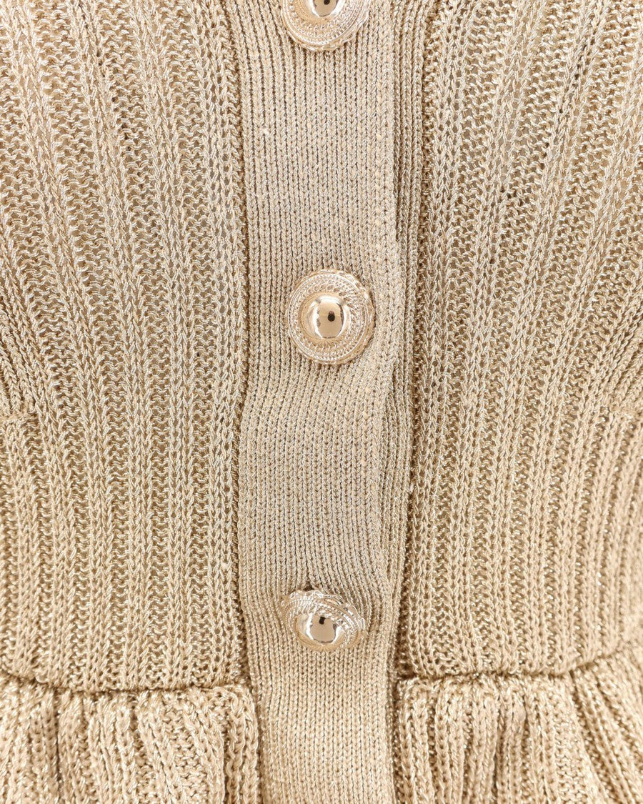 Self-Portrait Gold Lurex Knit Mini Dress