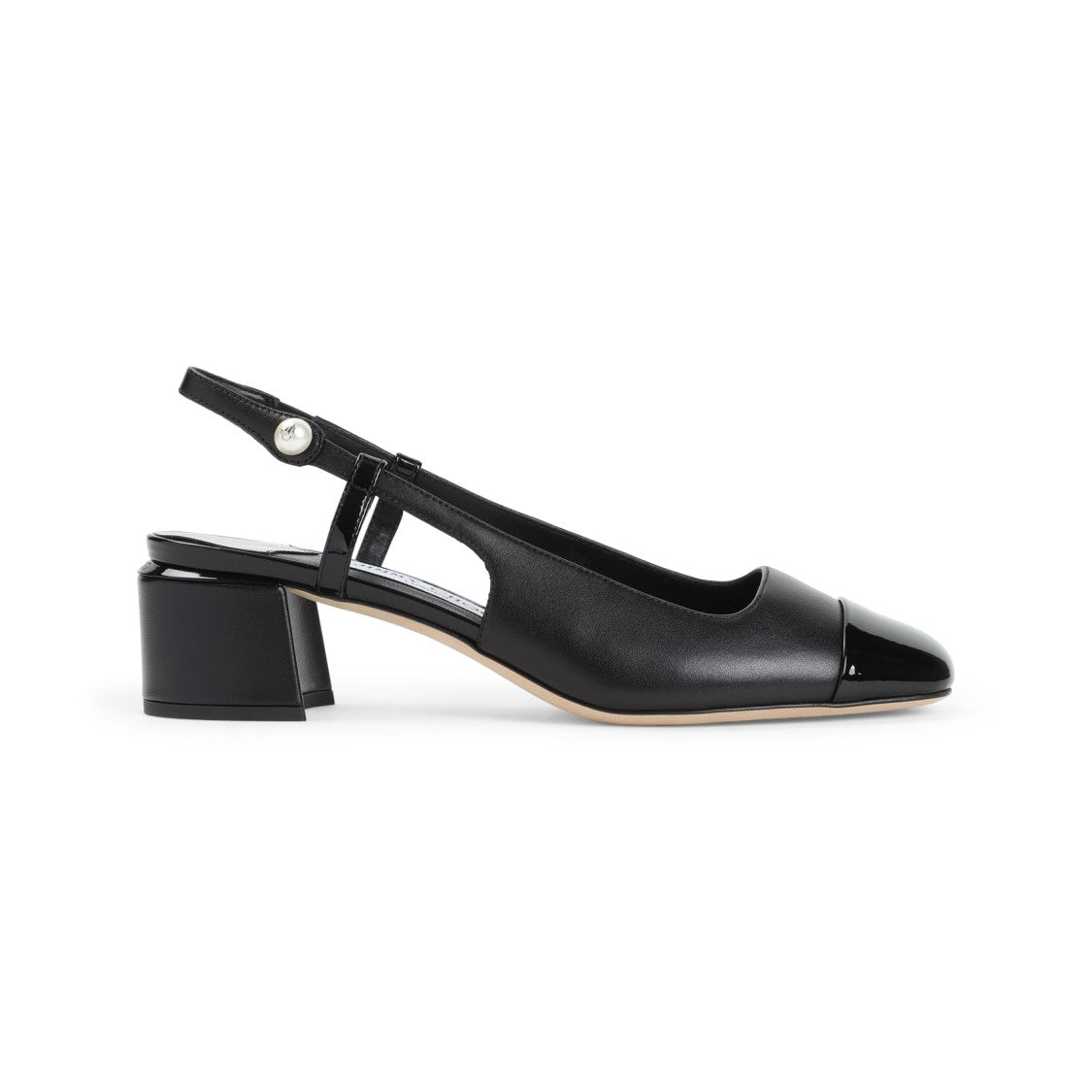 Jimmy Choo Patent Leather Pumps With Slingback And Decorative Button