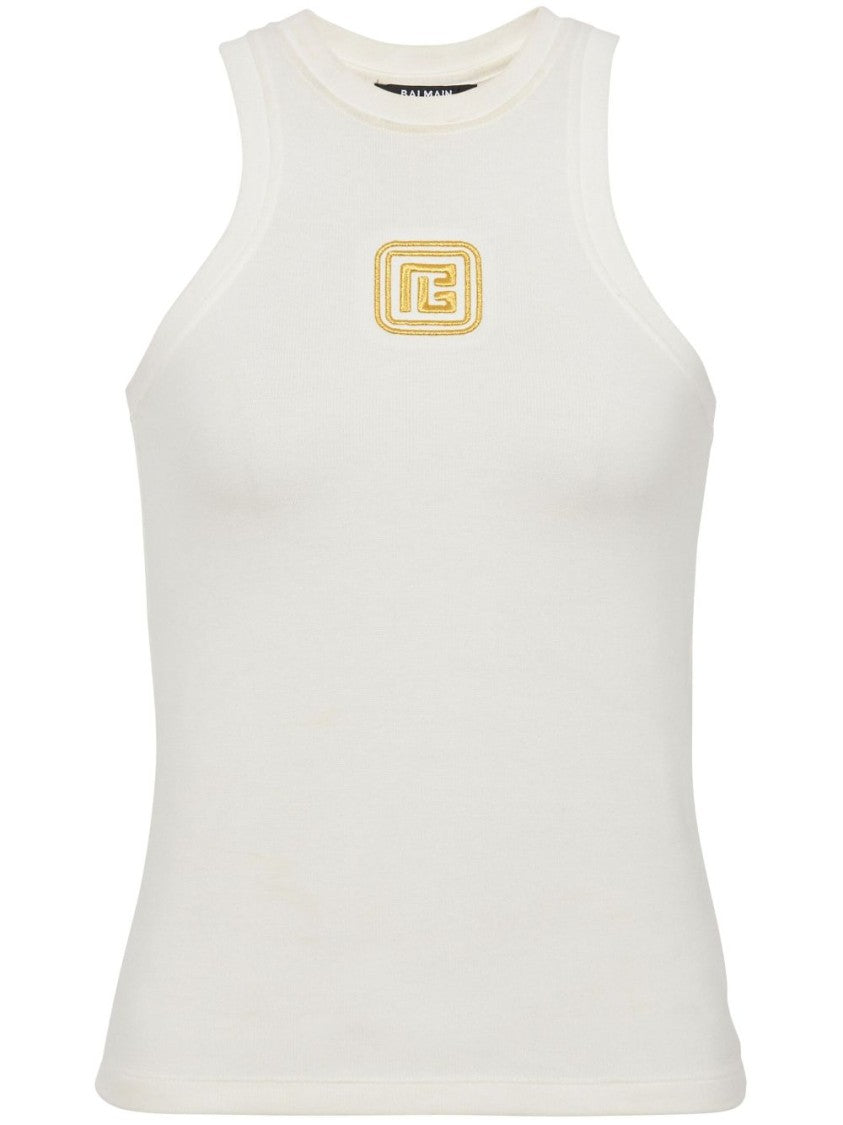Balmain Fitted Sleeveless Top With High Neckline