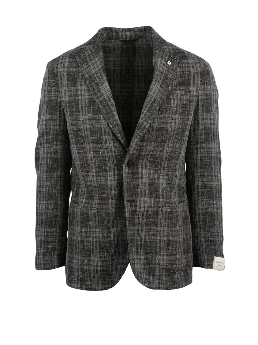 L.B.M. 1911 Brown Wool Cotton Polyamide Rounded Blazer