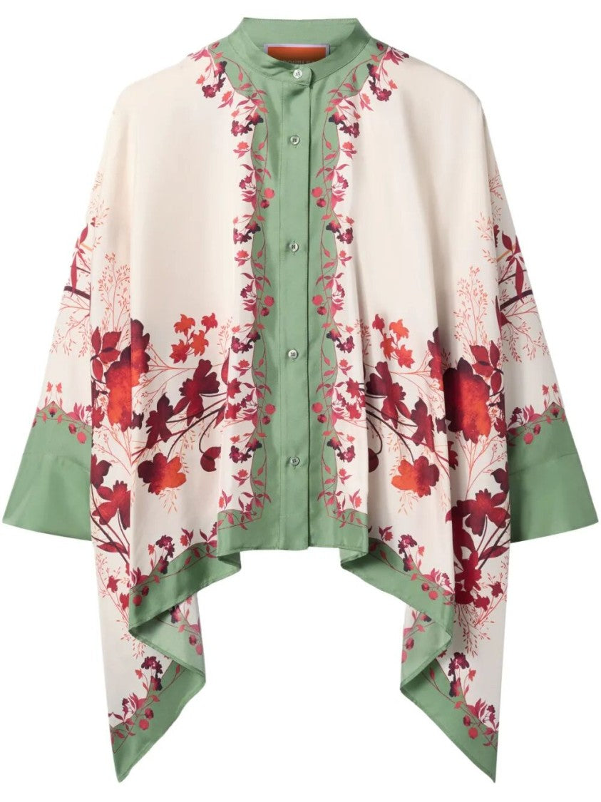 La Double J Silk Foulard Shirt With Unique Floral Print