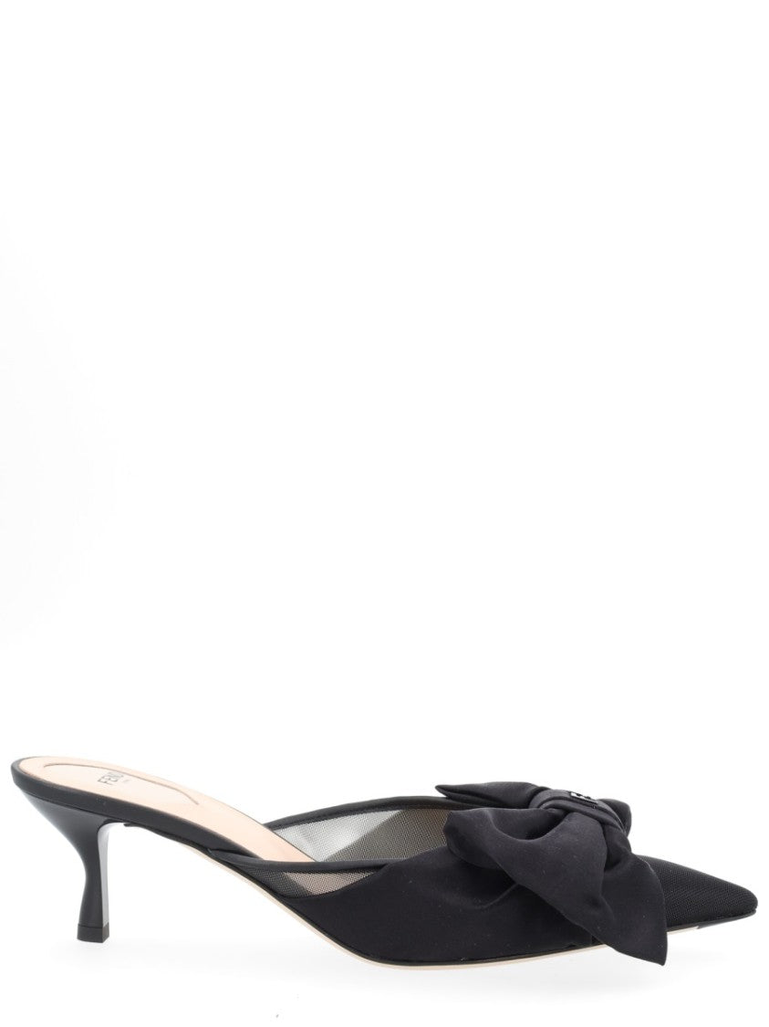 Fendi Colibrì Pointed-Toe Bow Sabot Mules