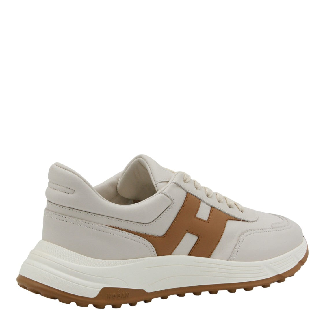 Hogan Cream Base Sneakers With Tan Logo