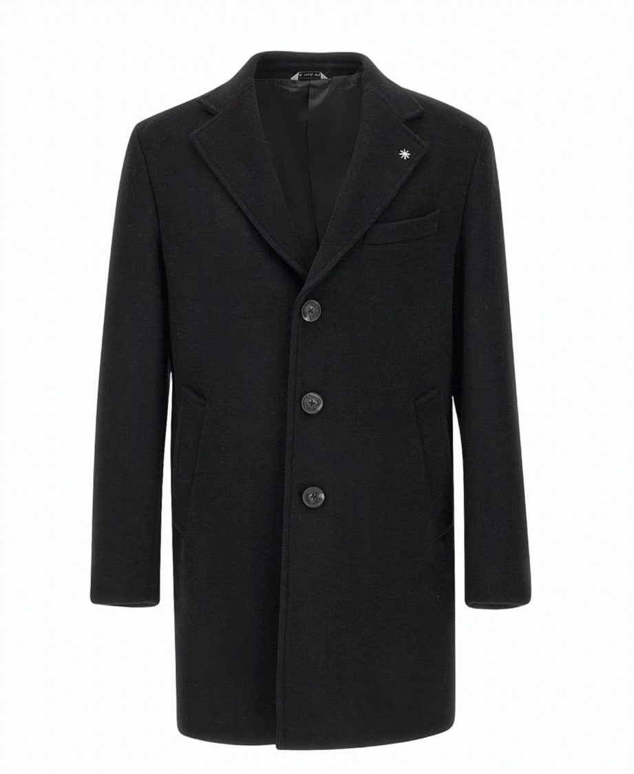Manuel Ritz Notch Lapel Wool Blend Coat