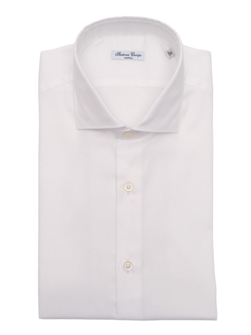 Sartoria Del Campo-Sonrisa White Structured Dress Casual Shirt