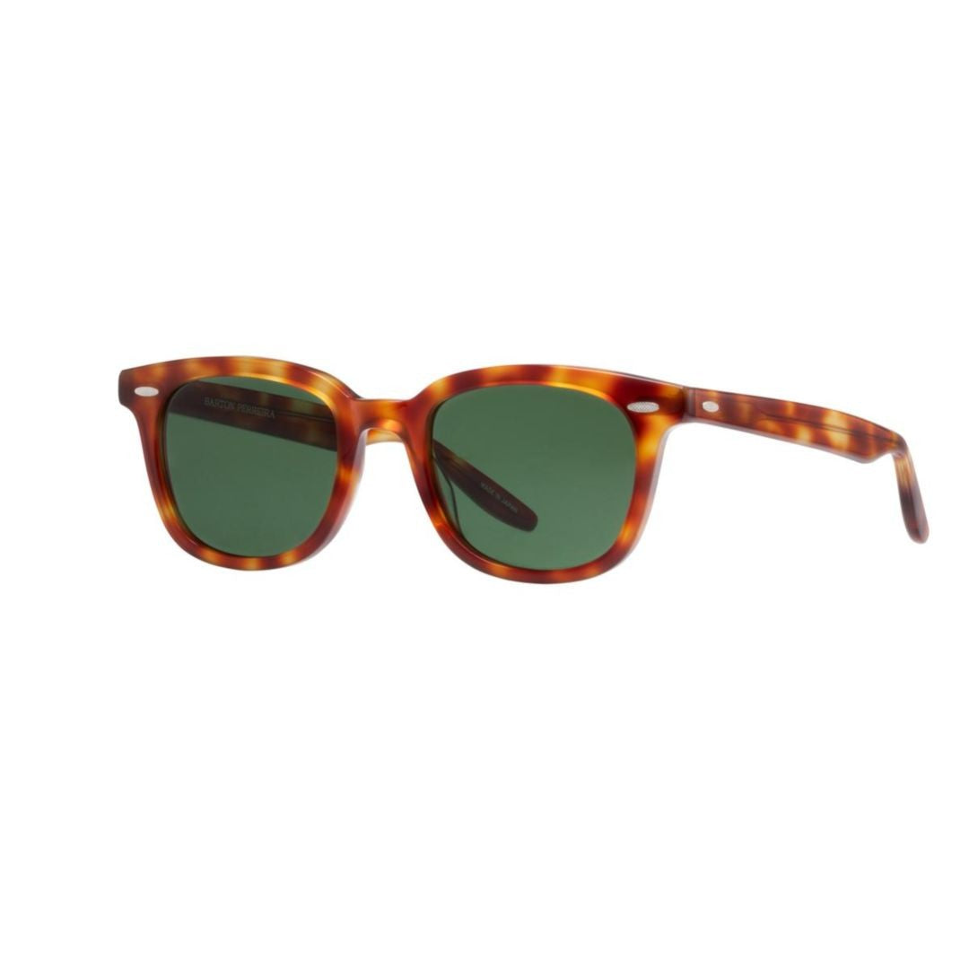 Barton Perreira Cecil Tortoiseshell Square Frame Sunglasses With Deep Green Lenses