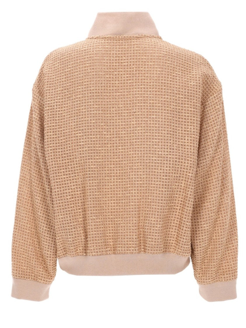 Fabiana Filippi Waffle Knit Cropped Bomber Jacket