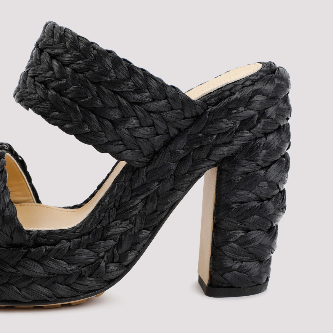 Bottega Veneta Black Raffia Sandals