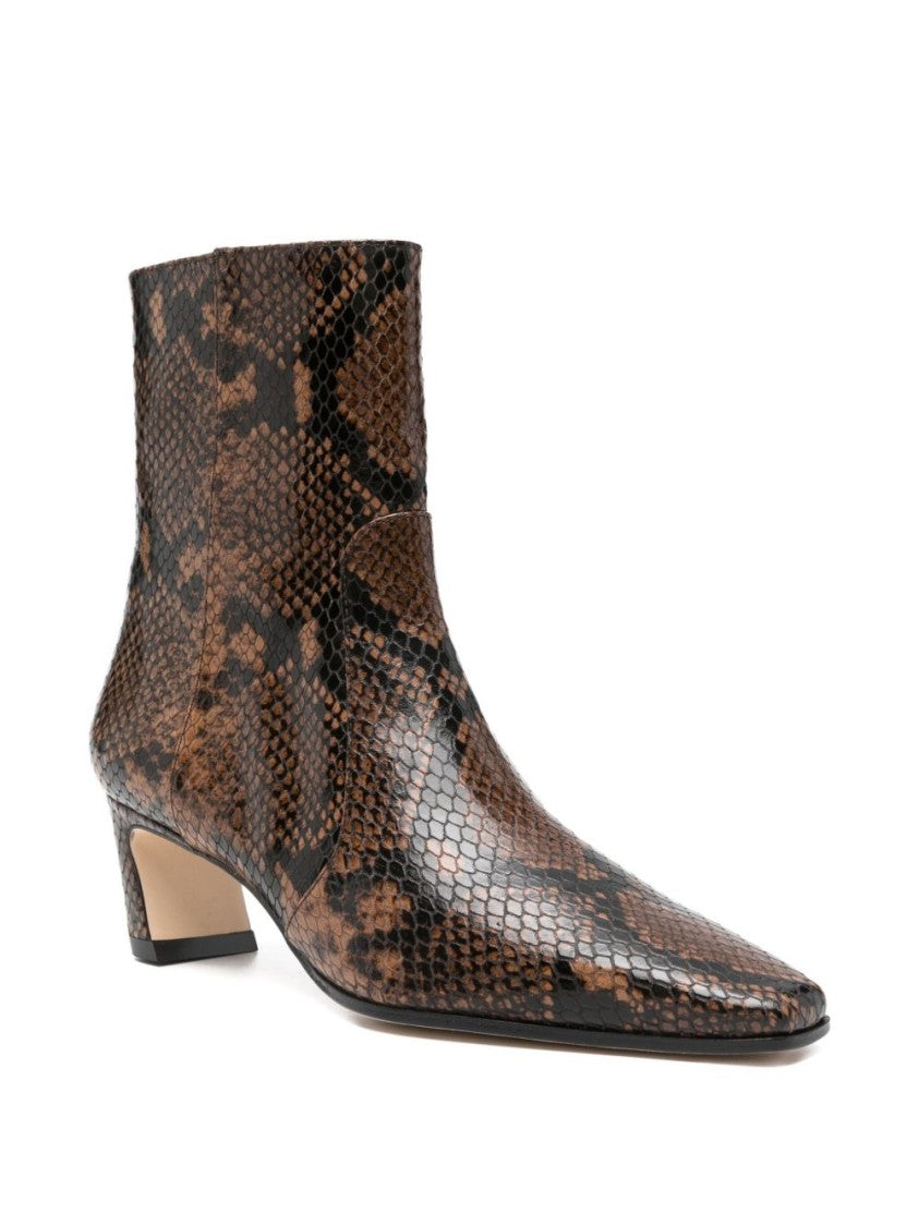 Stuart Weitzman Textured Brown Ankle Boots With Pointed Toe